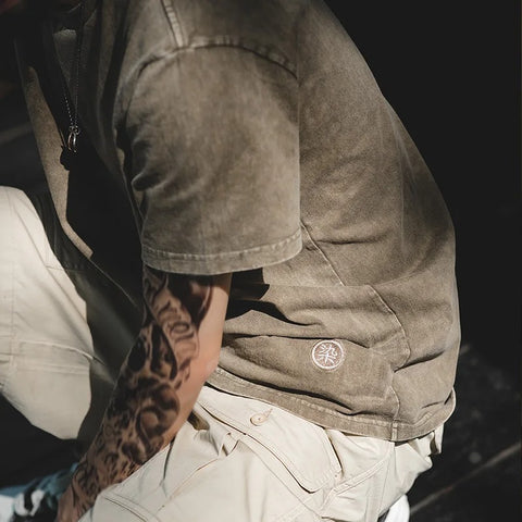 MADEN Vintage Batik Distressed Cotton T-Shirt