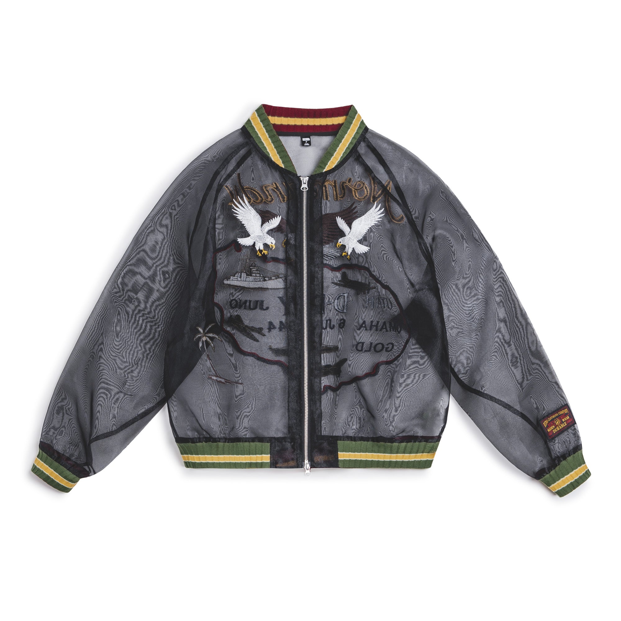 Chaqueta Sukajan de organza bordada transparente MADEN