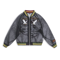 Chaqueta Sukajan de organza bordada transparente MADEN