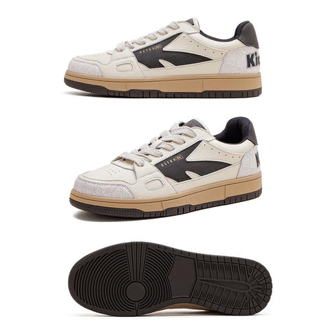 MADEN Men’s Retro Skate Sneakers – Distressed White, Cushioned Sole