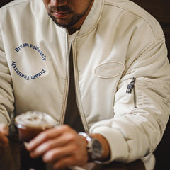MADEN MA1 White Bomber Jacket