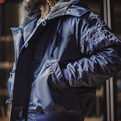 MADEN Herren Abnehmbarer Fellkragen Schwere Parka