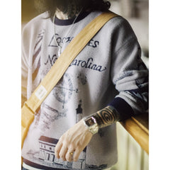 MADEN Leuchtturm Strickpullover - Lockerer Schwerer Pullover Grau
