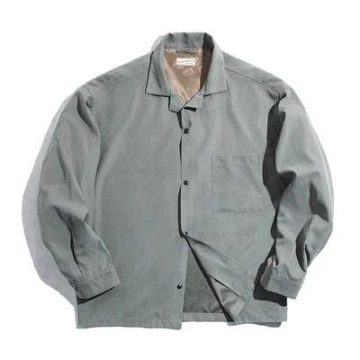 Chemise à manches longues MADEN – Tissu effet peau de pêche rétro, coupe ample 