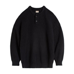 MADEN Retro Schwerer Henley Pullover