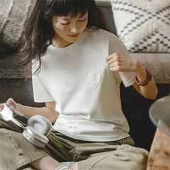 MADEN Kurzärmeliges Ice-Silk T-Shirt mit Rundhalsausschnitt