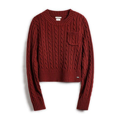 MADEN Grob gestrickter Rippstrick Rundhals Pullover