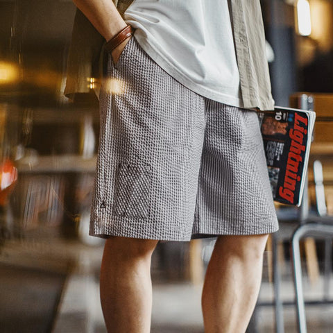 Short décontracté en seersucker pour homme MADEN | Coupe ample, respirant, longueur mi-longue, style rétro #ÉtéRespirant 