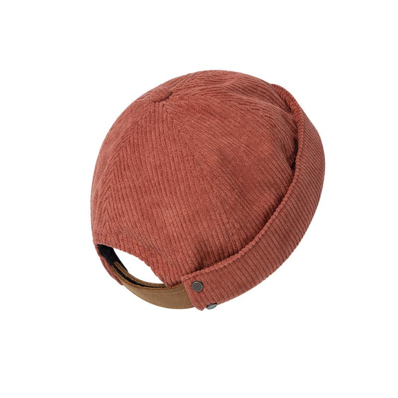 Sombrero marinero retro sin ala para hombre Maden de pana ajustable y versátil Sombrero de frío para hombre para otoño TW2107199