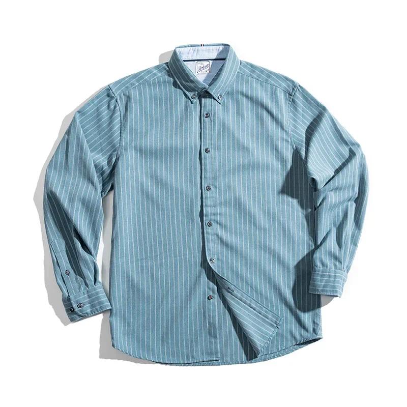 MADEN Men's Brushed Pinstripe Button-Down Shirt