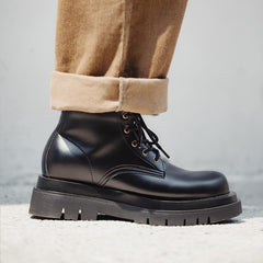 MADEN Vintage Britischer Stil Mid-Top Schnürstiefel