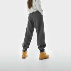 Pantalon de jogging chaud et confortable en polaire épaisse MADEN pour femme, taille haute, gris foncé. 