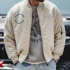 MADEN MA1 White Bomber Jacket