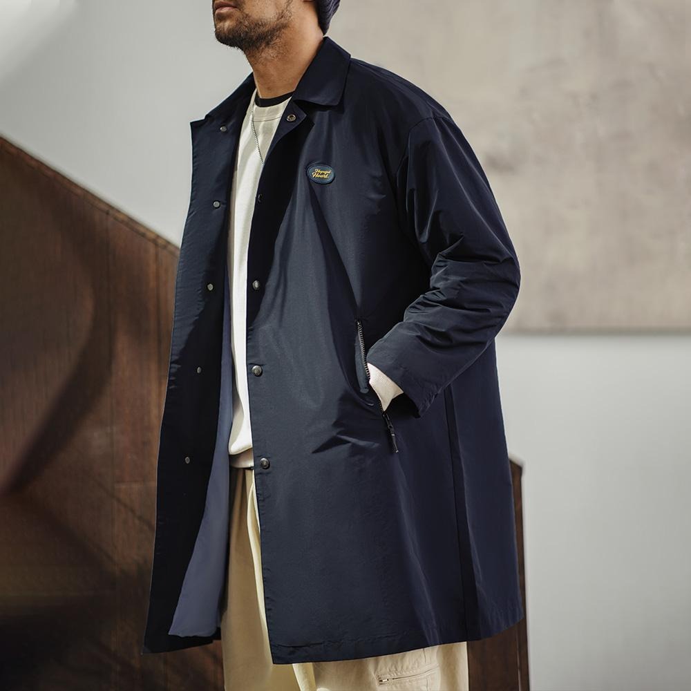 MADEN Herren Schwerer Baumwoll Balmacaan Trenchcoat