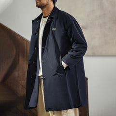 MADEN Herren Schwerer Baumwoll Balmacaan Trenchcoat