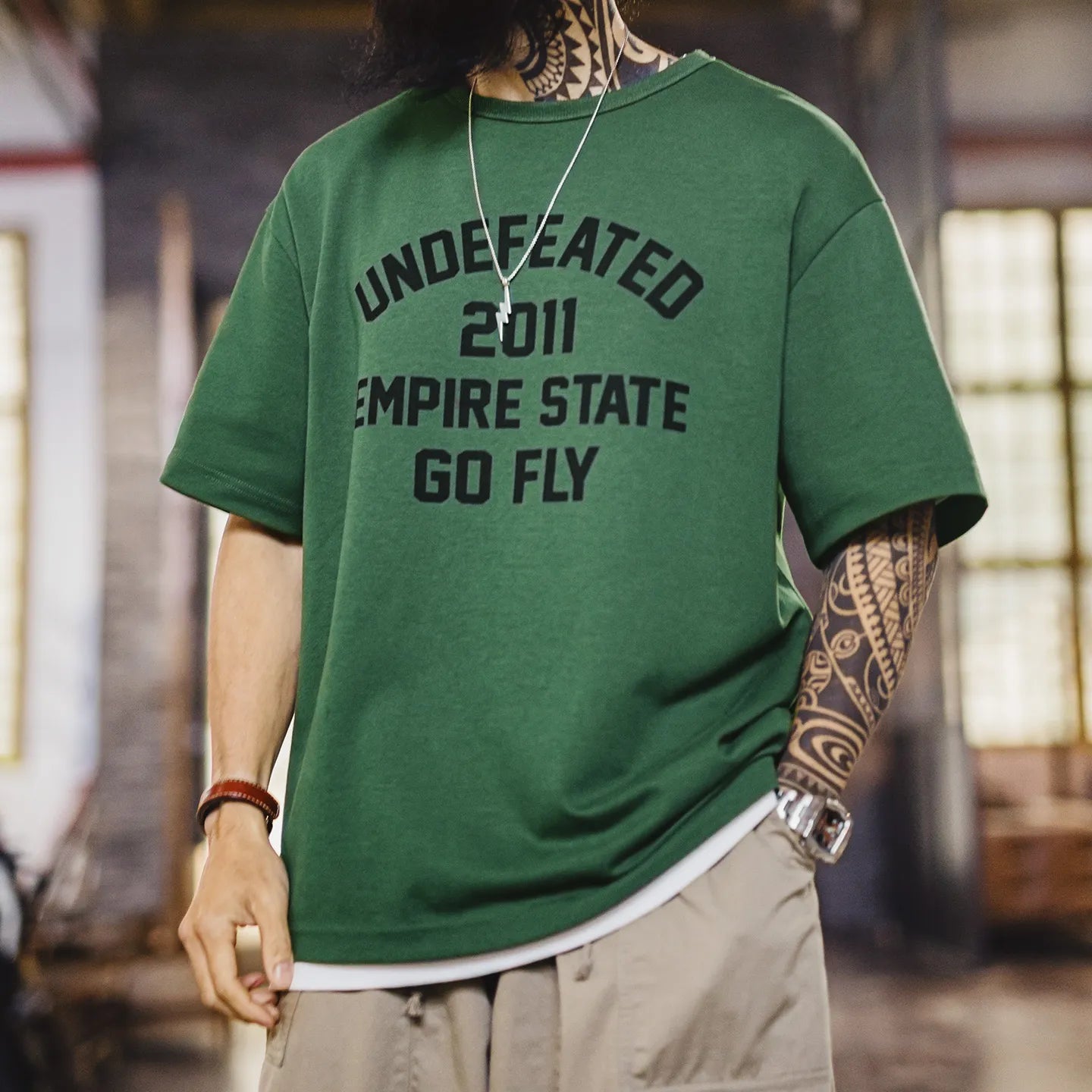 MADEN Green Print Crewneck T-Shirt