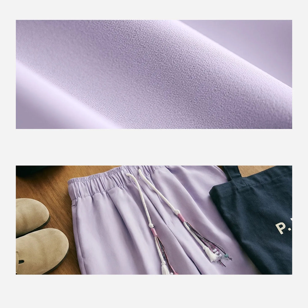 MADEN Women's Lilac Drape Wide Pants