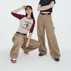 MADEN Vintage Cargo Canvas Straight-Leg Pants