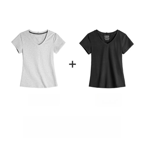 MADEN Women's V-Neck Slim Fit Knit Tee