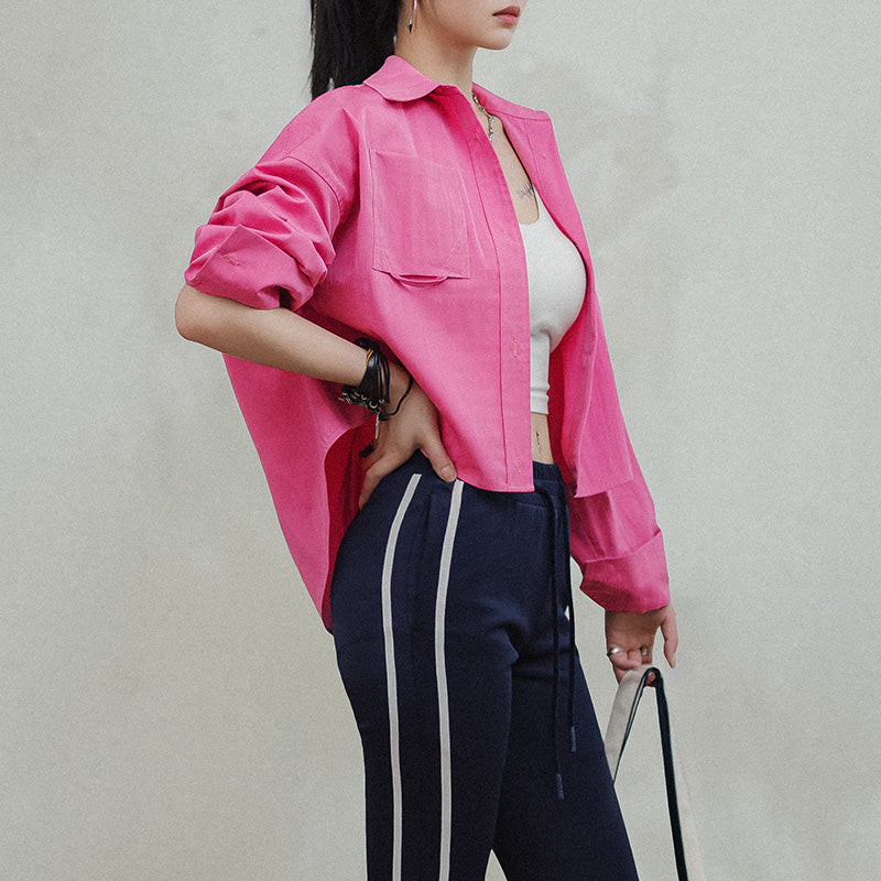MADEN Women's Vintage Pink Oversized Shirt