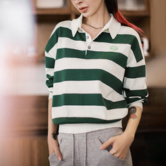 Polo a rayas en bloque de color blanco y verde MADEN