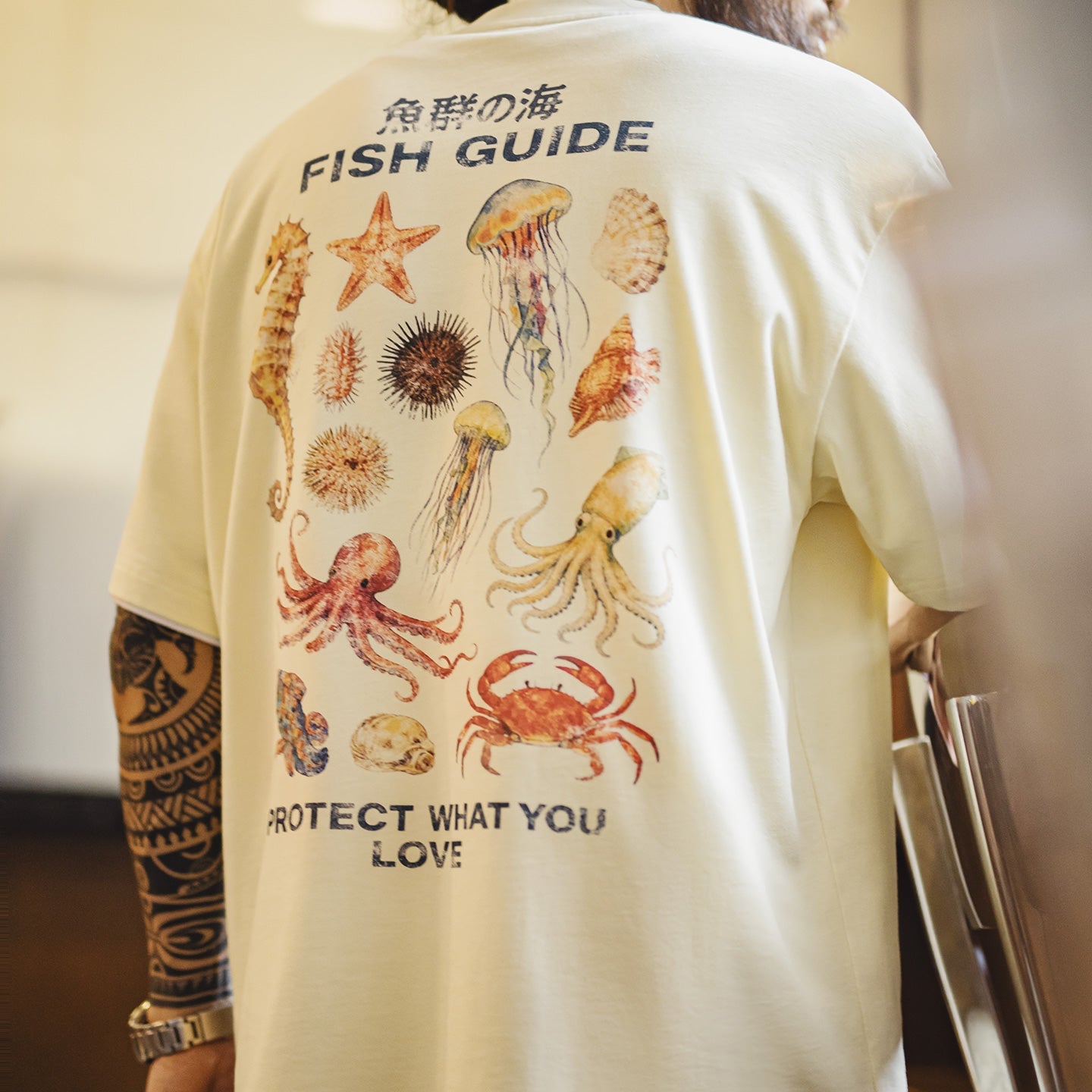 MADEN Ocean Fish Print Short-Sleeve T-Shirt