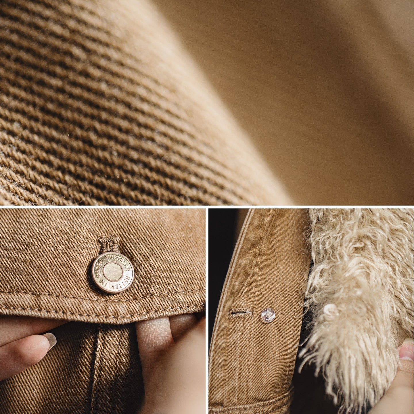 MADEN Slim Fit Barn Jacket with Detachable Faux Fur