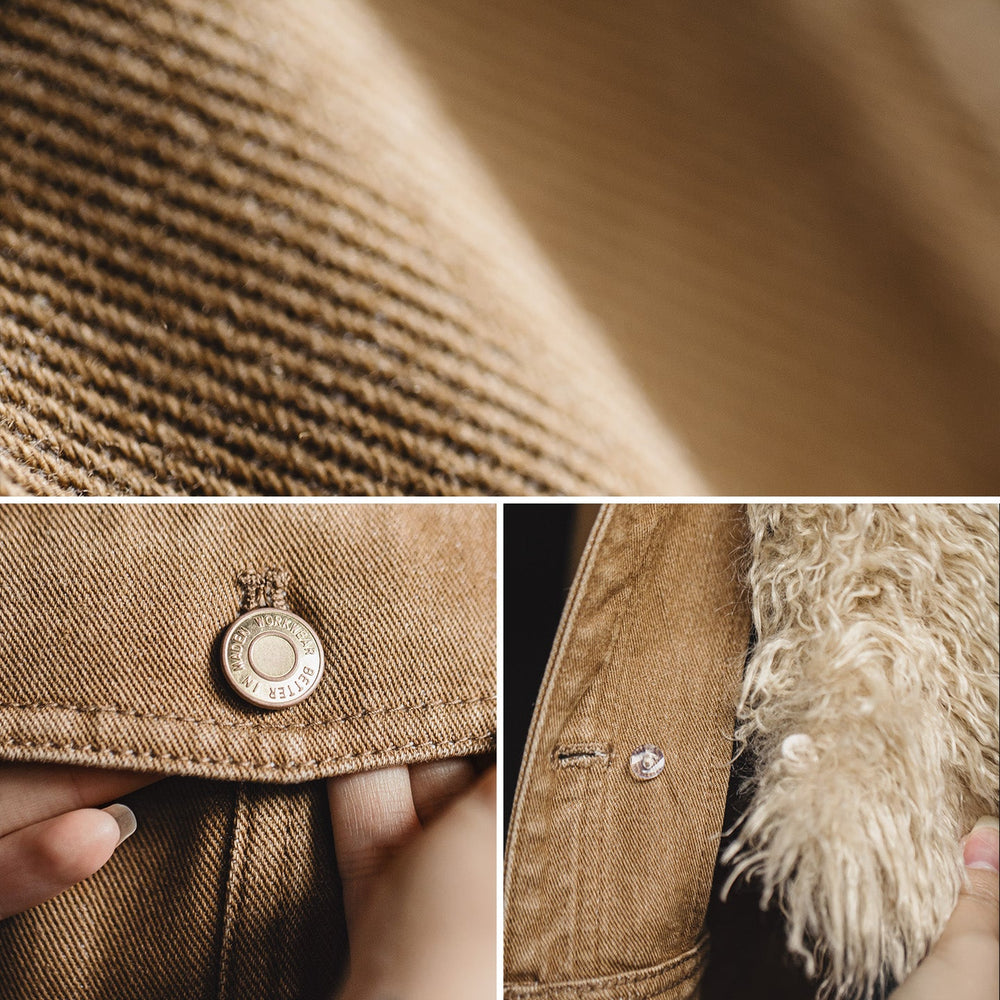 MADEN Slim Fit Barn Jacket with Detachable Faux Fur
