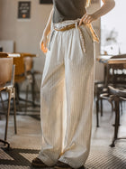 MADEN Women's Linen-Feel Striped Wide-Leg Pants thumbnail