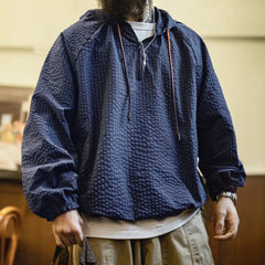 MADEN Seersucker Plaid Hooded Jacket