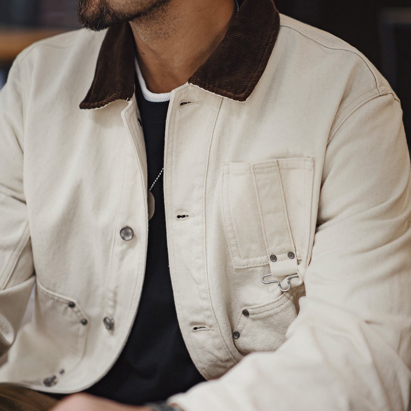 MADEN J22 Chore Jacke mit Cordkragen