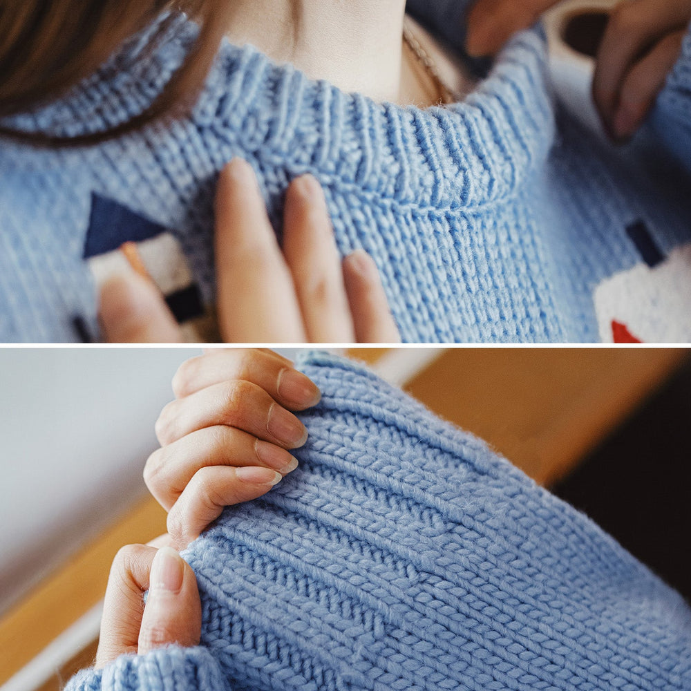 MADEN Soft Jacquard Knit Crewneck Sweater