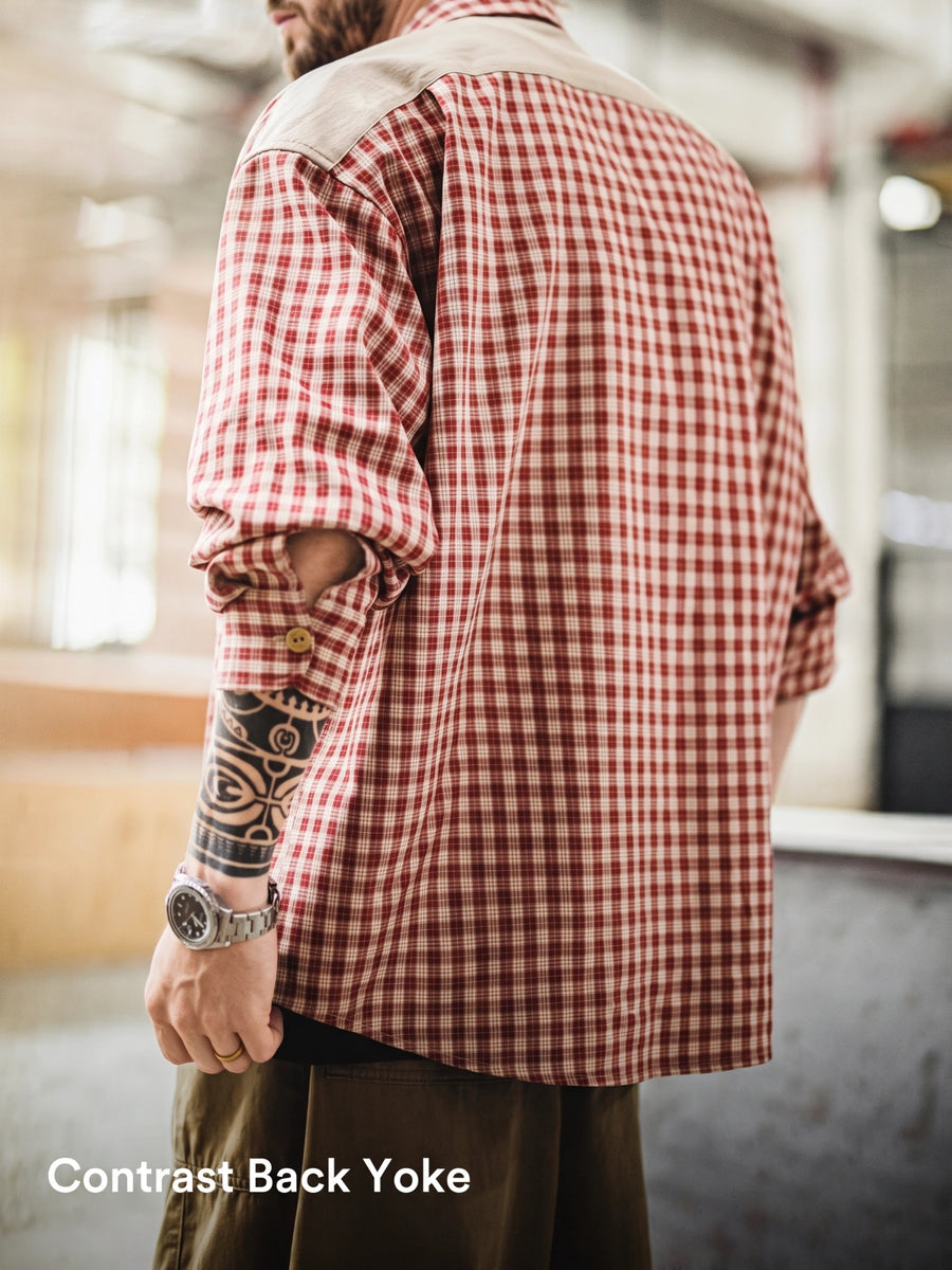 MADEN Men's Solid Color Cotton Button-Down Shirt