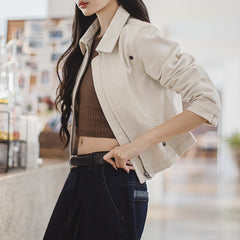 MADEN White Waist-Cinching Lapel Workwear Jacket