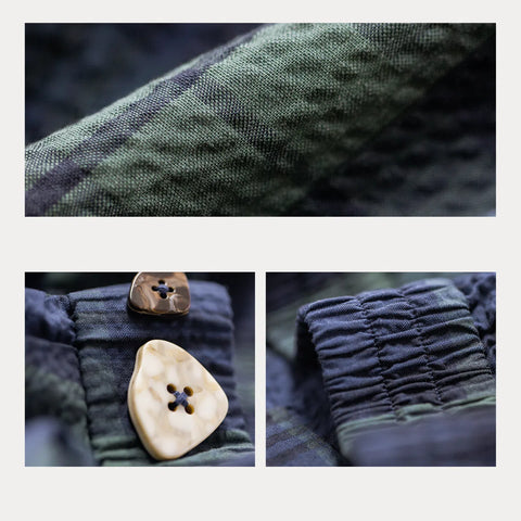 MADEN Seersucker Plaid A-Line Skirt - Cotton 100%