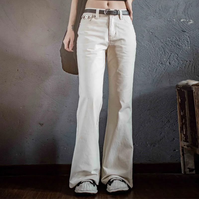 MADEN Mid-Rise Slim Flare Cotton Trousers