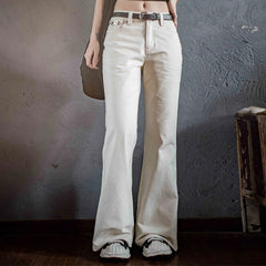 MADEN Mid-Rise Slim Flare Cotton Trousers