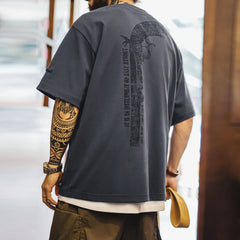 MADEN Vintage Gun Print Heavyweight Cotton T-Shirt