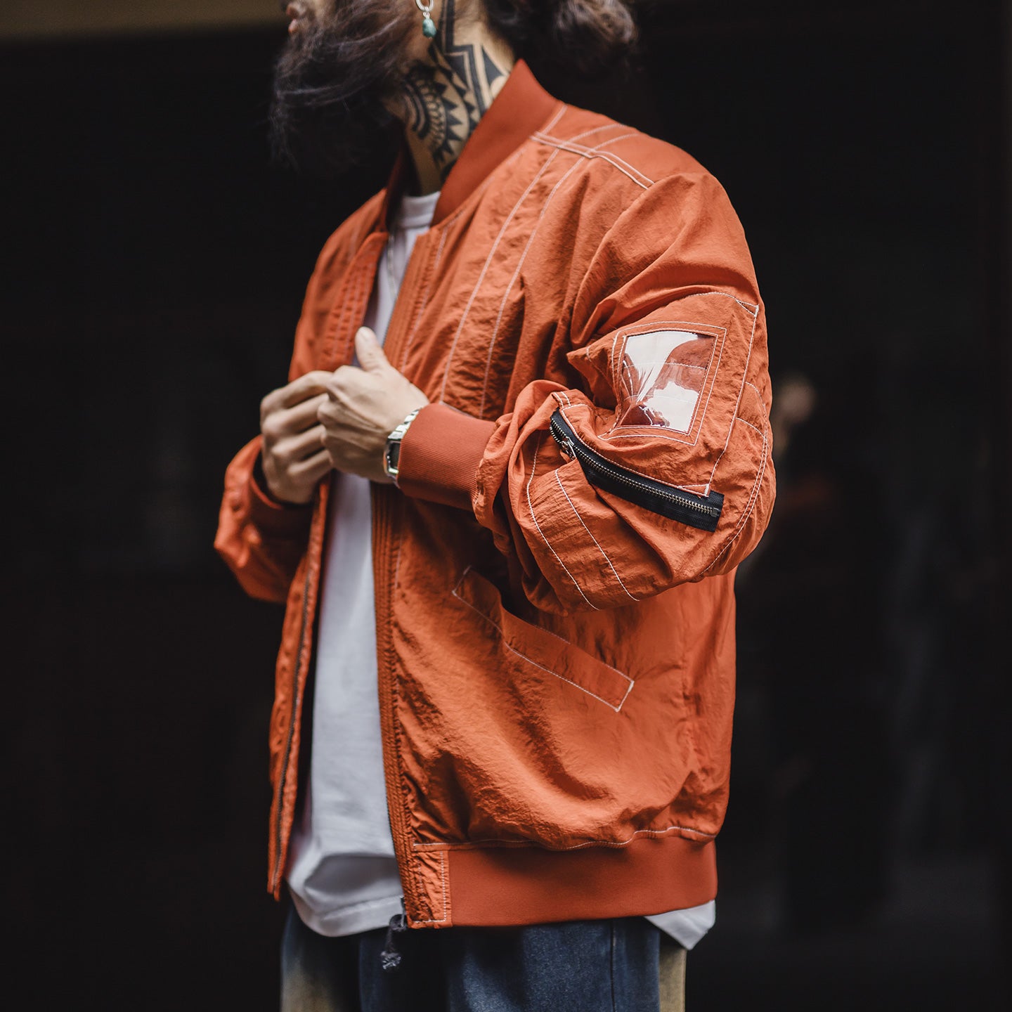 MADEN Orange MA1 Bomber Jacket