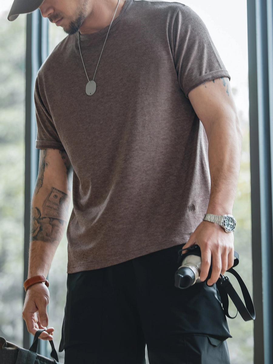 MADEN Lightweight Blended Crew Neck Short-Sleeve T-Shirt