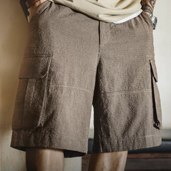 MADEN Plaid Cotton Casual Shorts for Summer