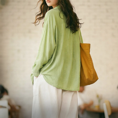 MADEN Women's Green Lyocell Long Shirt