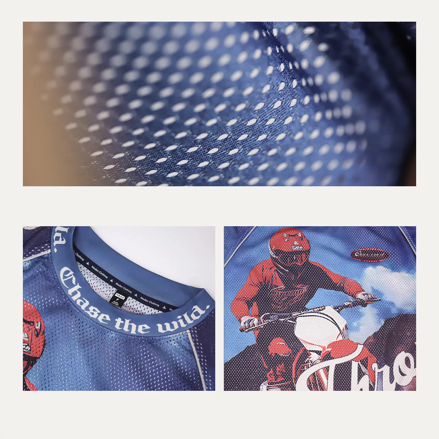 MADEN Scrambler Printed Mesh Long Sleeve T-shirt