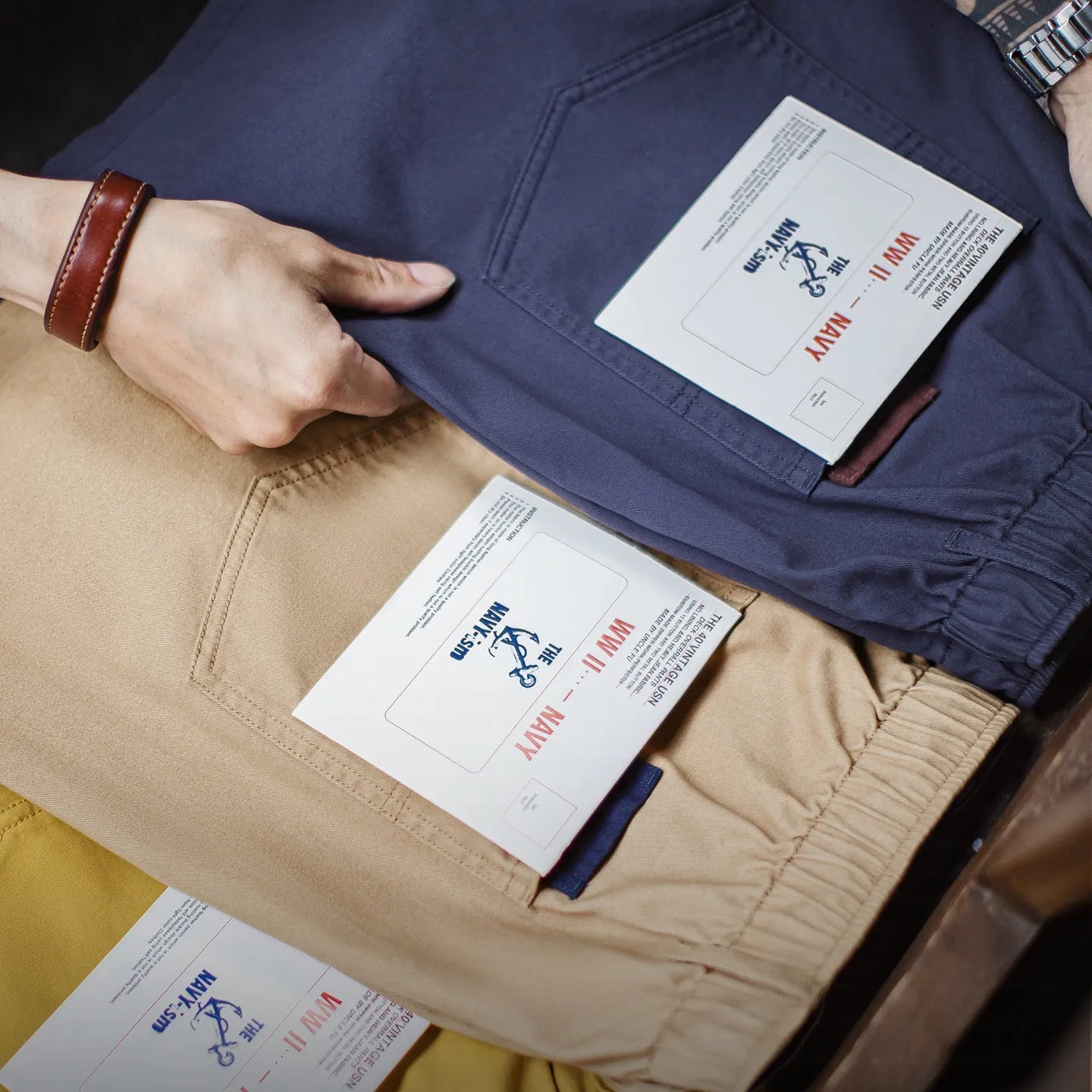 MADEN Baumwoll-Shorts mit Anker-Stickerei
