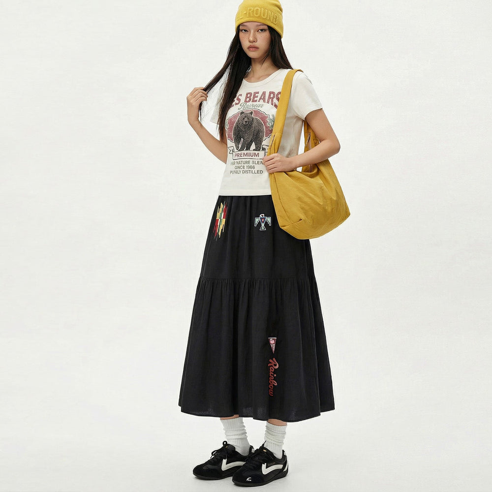 MADEN Navajo Rainbow-Embroidered Skirt