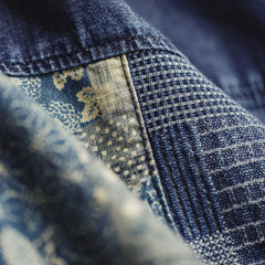 MADEN Boro Patchwork Slub Denim Shorts