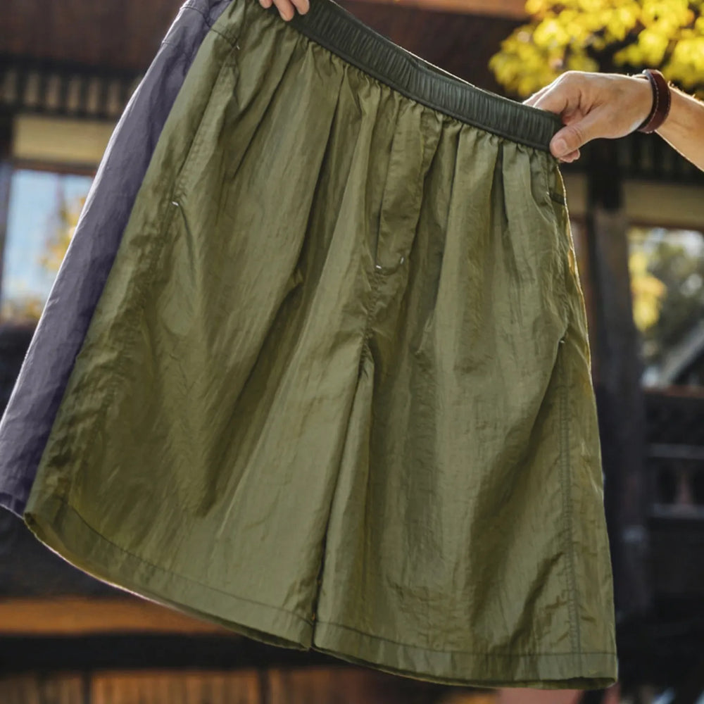 MADEN Olive Wide Leg Athletic Shorts