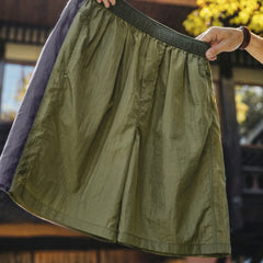 MADEN Olive Wide Leg Athletic Shorts