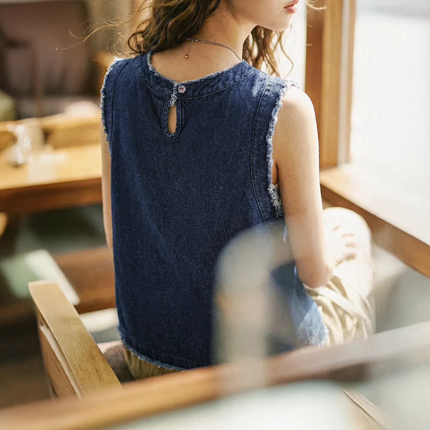 MADEN Women’s Retro Denim Vest