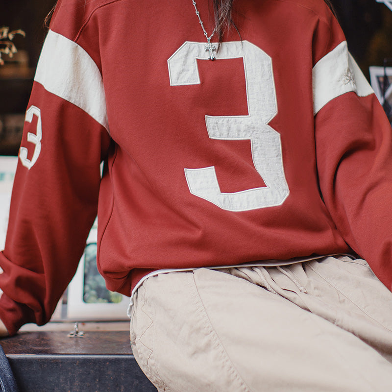 MADEN Women's Vintage Colorblock Baseball Sweatshirt